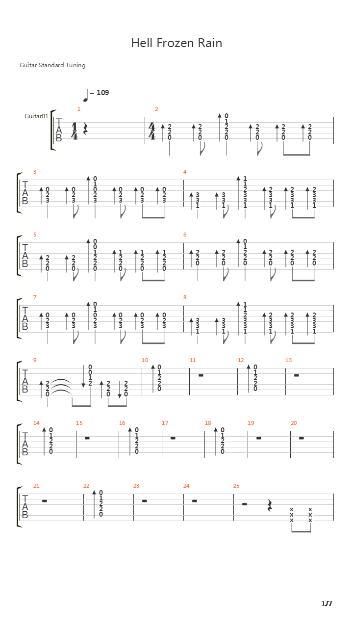 Silent Hill(寂静岭) - Hell Frozen Rain吉他谱