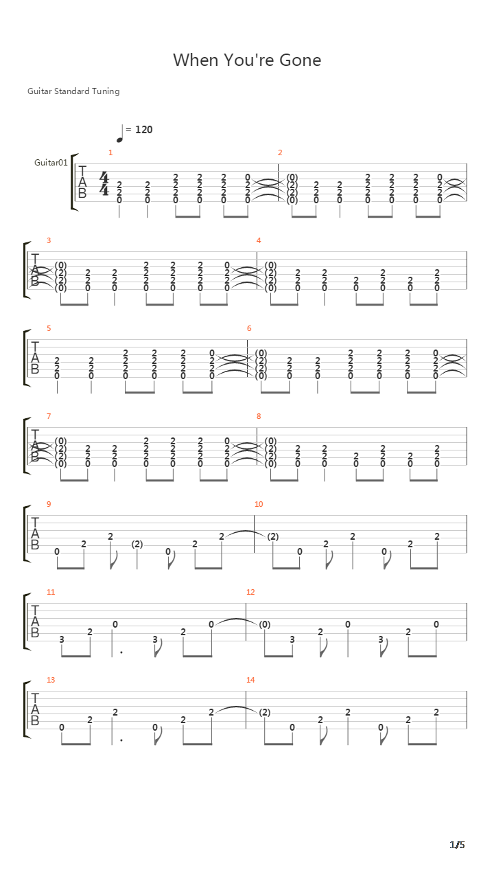 Silent Hill(寂静岭) - When Youre Gone吉他谱