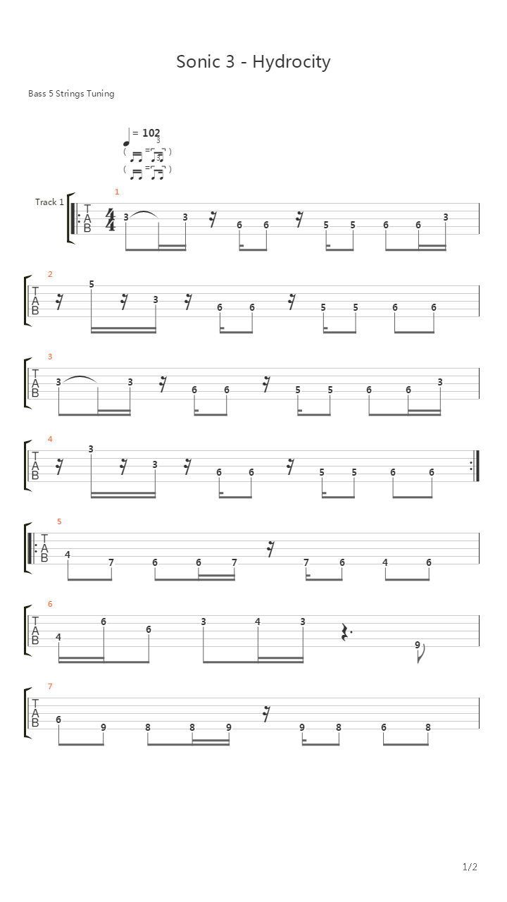 Sonic the Hedgehog(刺猬索尼克) - Hydrocity吉他谱