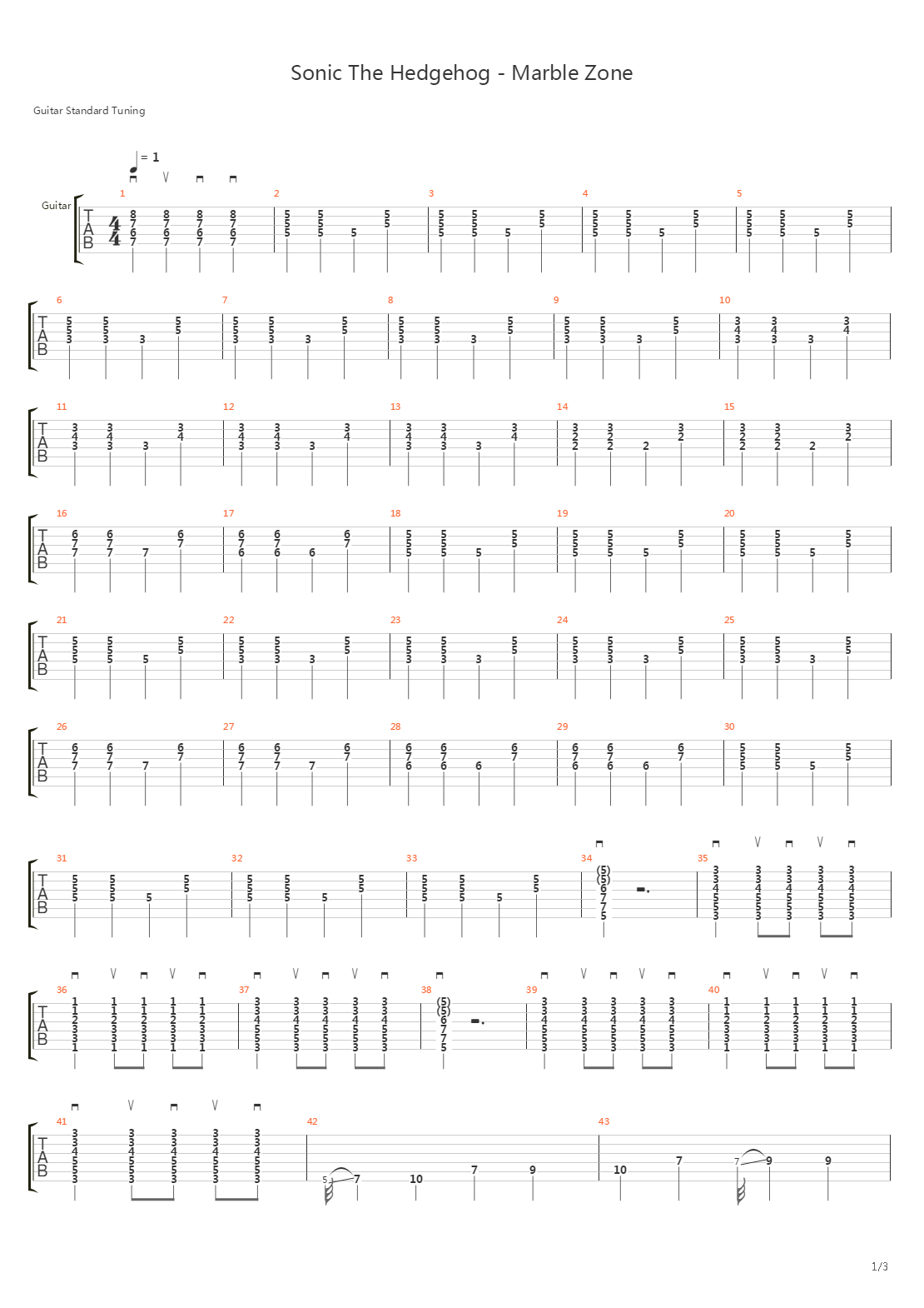 Sonic the Hedgehog(刺猬索尼克) - Marble Zone吉他谱