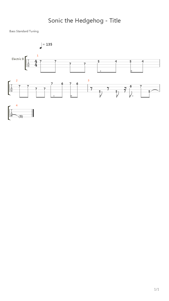 Sonic the Hedgehog(刺猬索尼克) - Title吉他谱