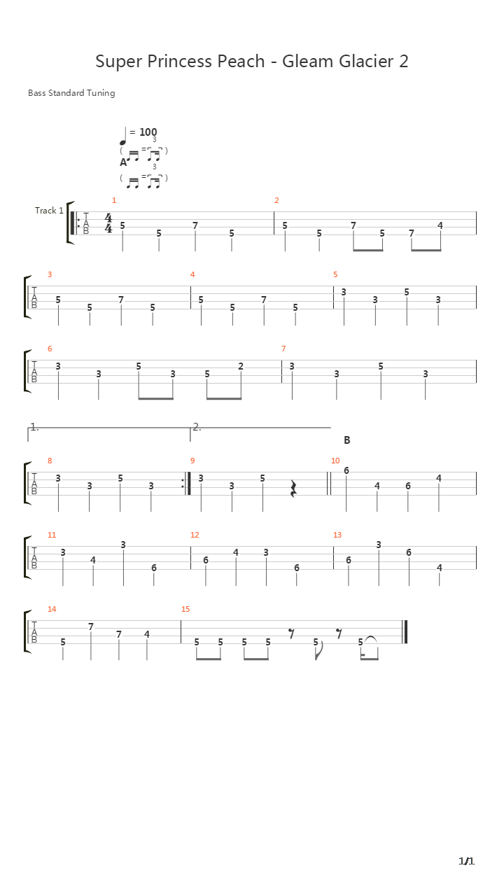 Super Princess Peach(超级碧奇公主) - Gleam Glacier 2吉他谱
