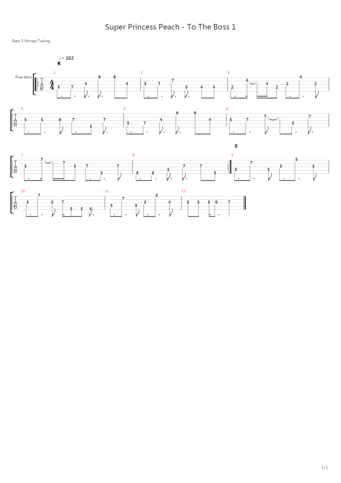 Super Princess Peach(超级碧奇公主) - To The Boss 1吉他谱