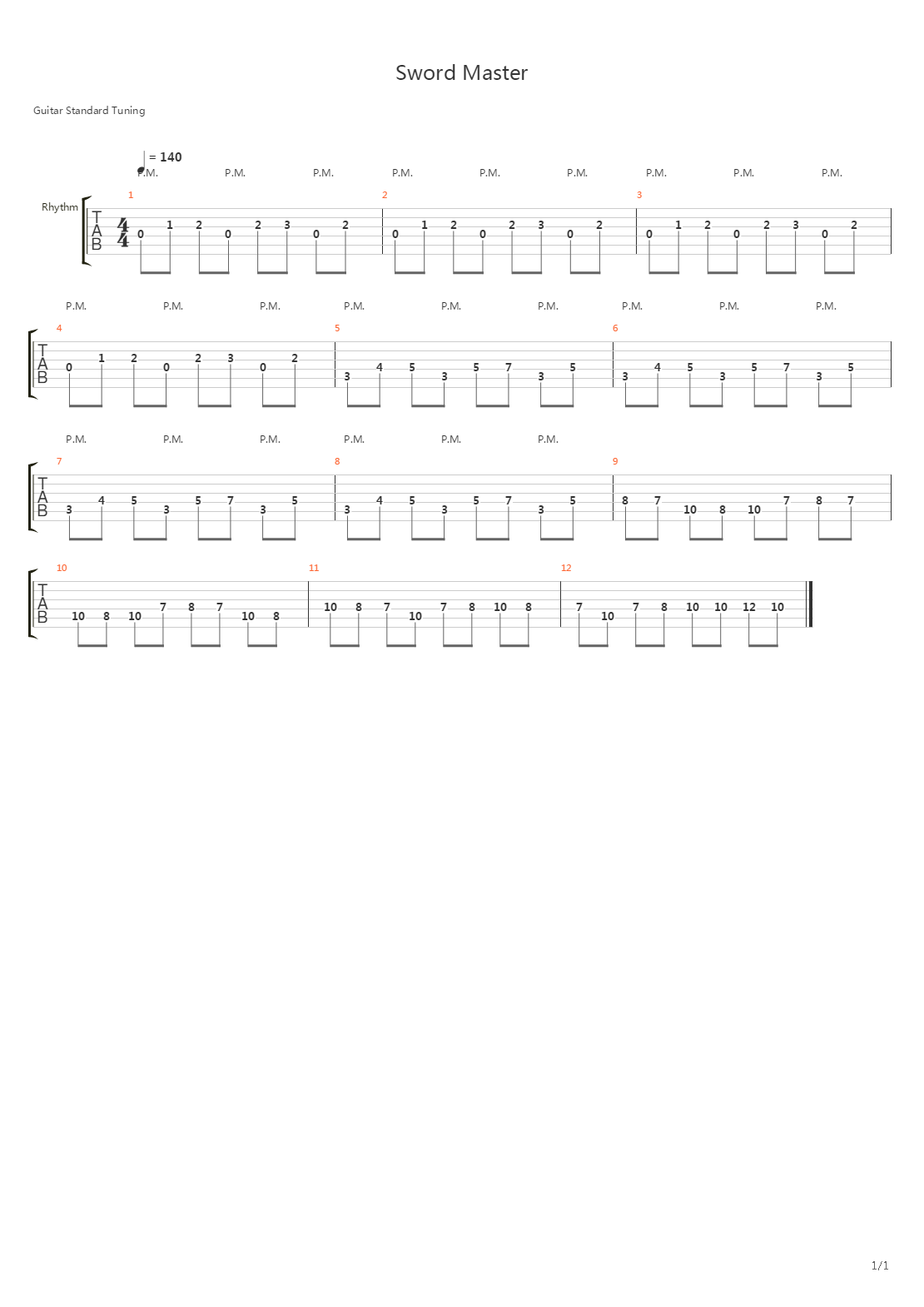 Sword Master(剑王) - Theme 1吉他谱
