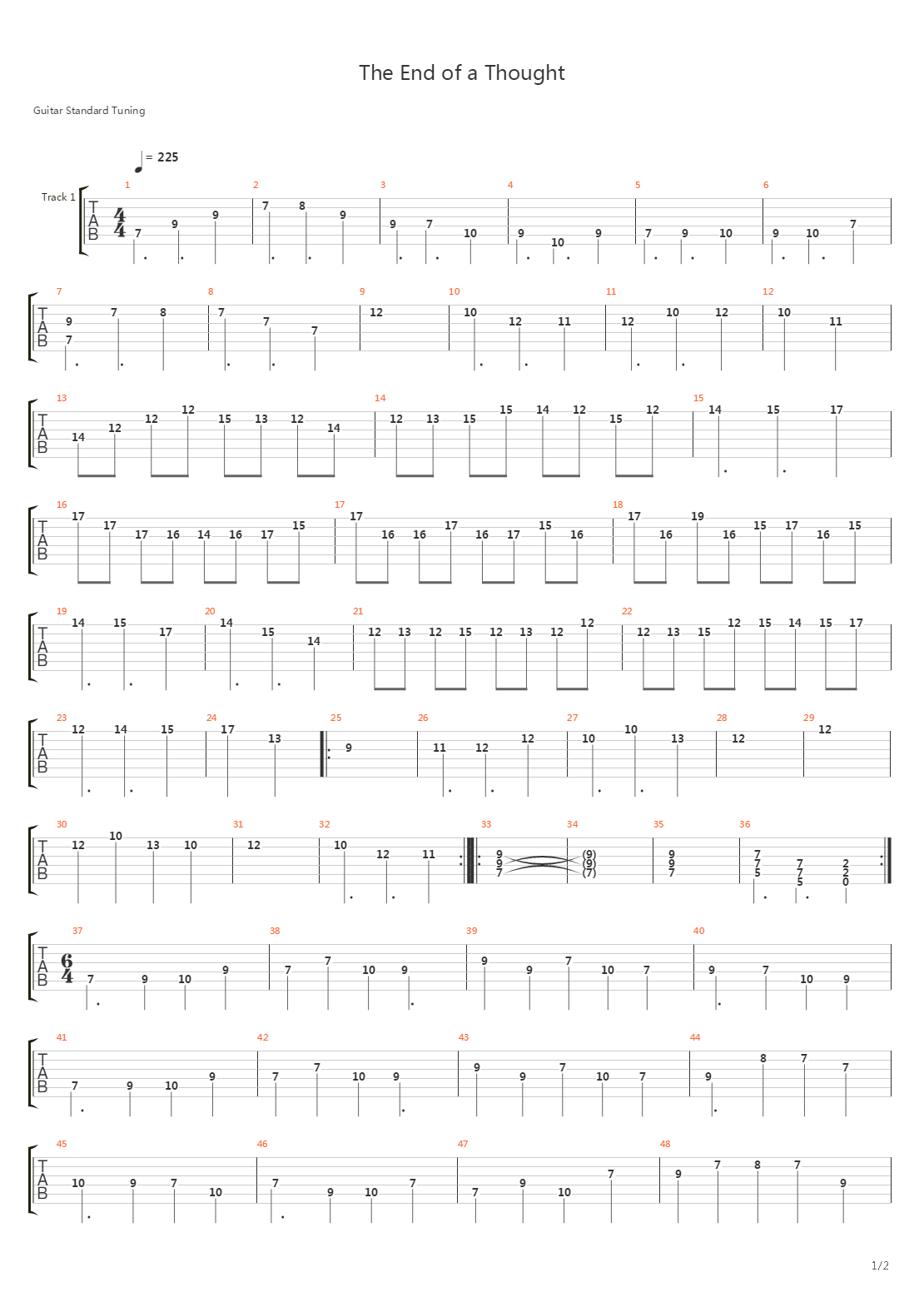 Tales of Symphonia(仙乐传说) - The End of a Thought吉他谱
