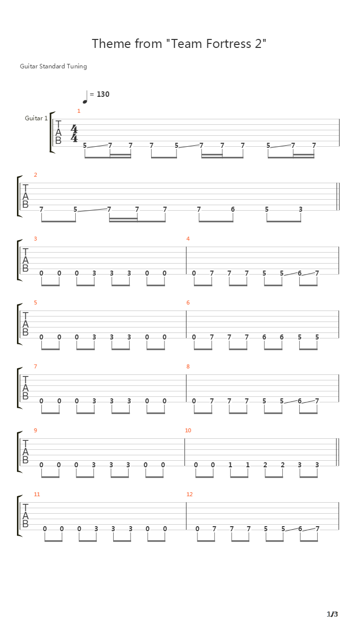 Team Fortress (军团要塞)吉他谱