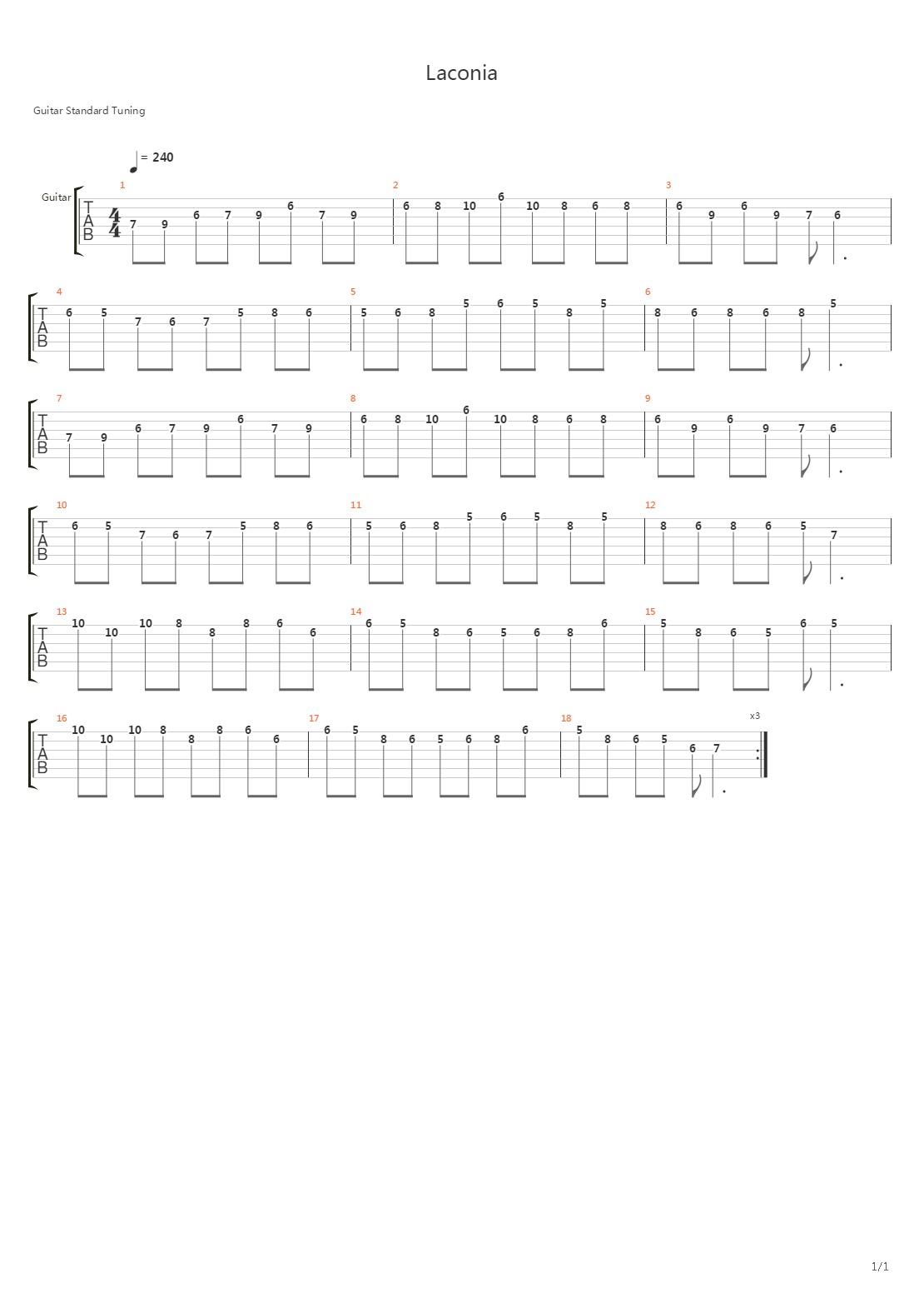The Battle of Olympus(奥林匹斯) - Laconia吉他谱