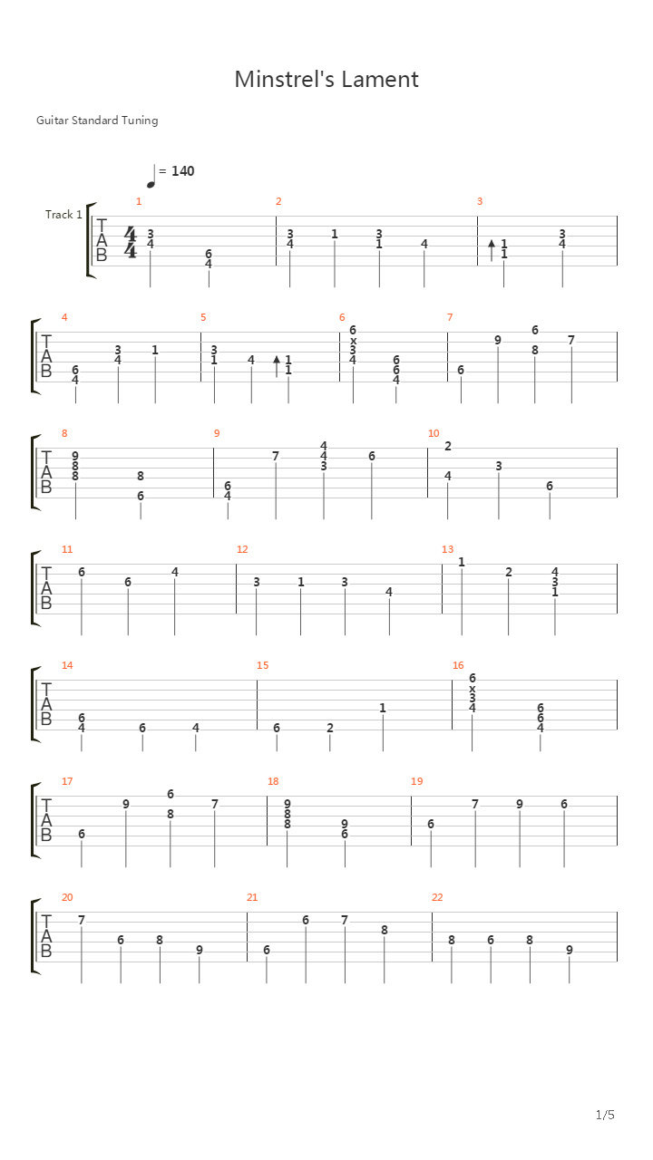 The Elder Scrolls(上古卷轴) - Minstrel's Lament吉他谱