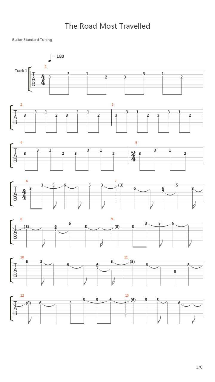 The Elder Scrolls(上古卷轴) - The Road Most Travelled吉他谱
