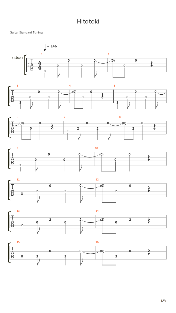 Time Hollow(时空洞穴) - Hitotoki吉他谱