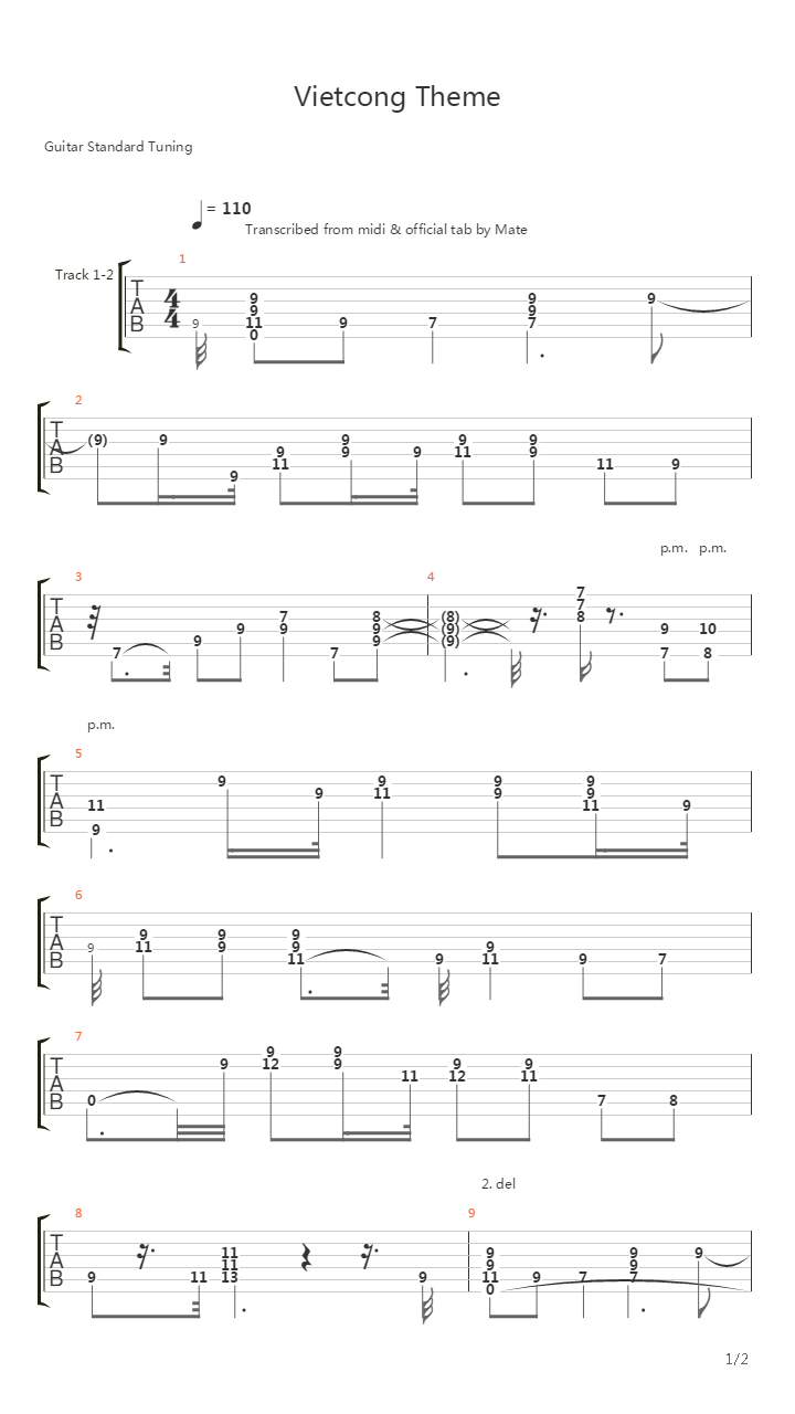 Vietcong(丛林之狐) - Main Theme吉他谱