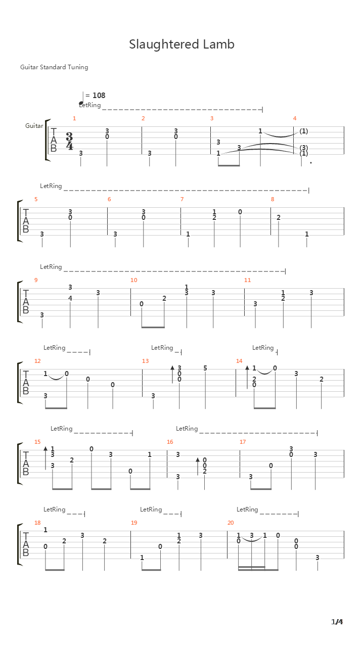 World of Warcraft(魔兽世界) - Slaughtered Lamb吉他谱