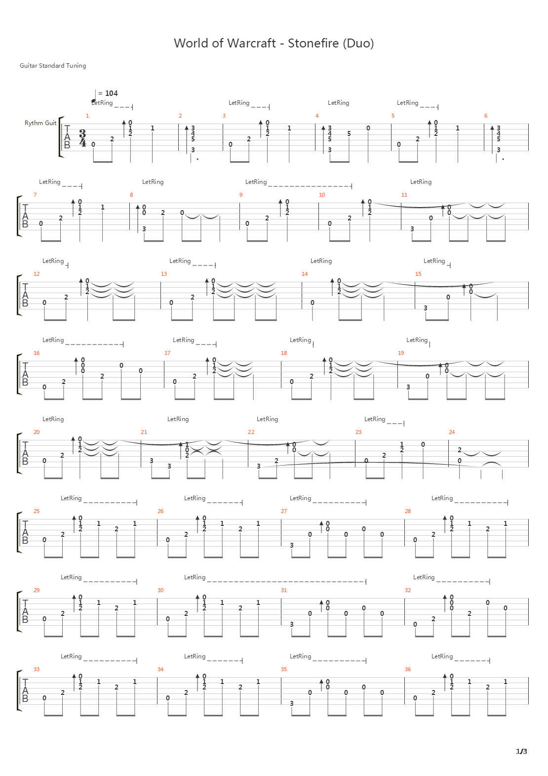 World of Warcraft(魔兽世界) - Stonefire吉他谱