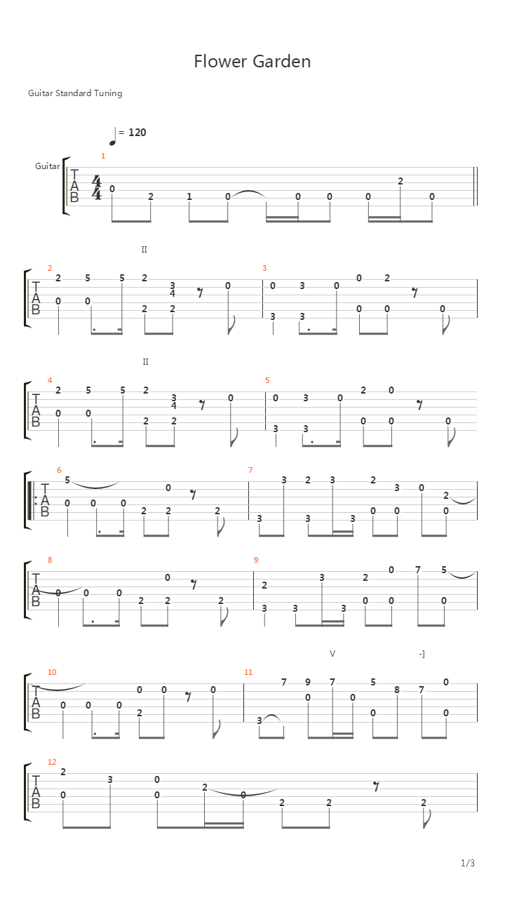 超级玛丽 - Flower Garden吉他谱