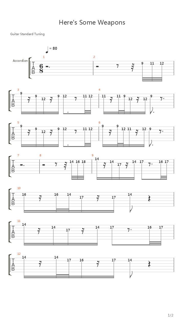 超级玛丽 - Here's Some Weapons吉他谱