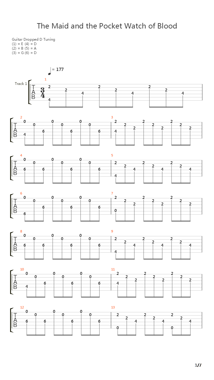 东方红魔乡 - 女仆与血的怀表(The Maid and the Pocket Watch of Blood)吉他谱