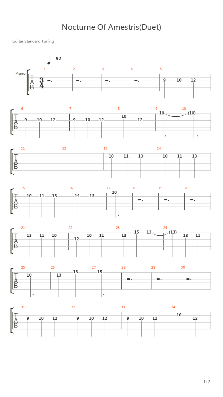 钢之炼金术师 - Nocturne of Amestris吉他谱