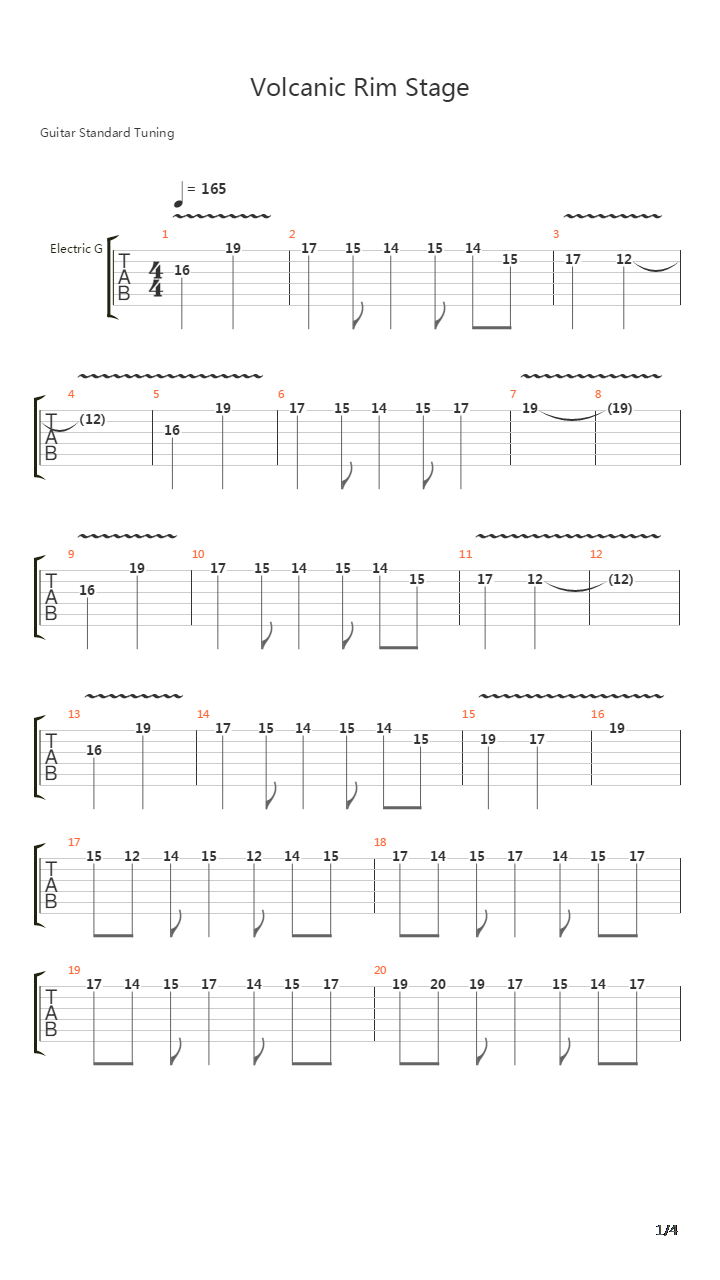 街头霸王 - Volcanic Rim Stage吉他谱