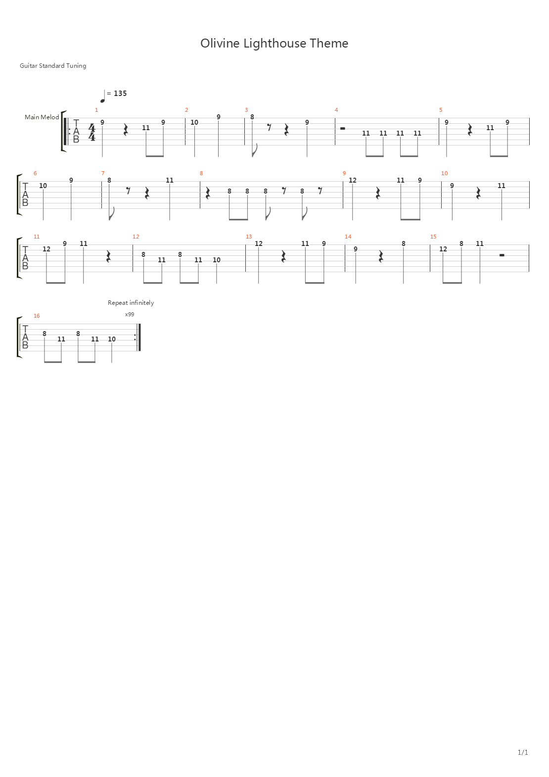 口袋妖怪 - Olivine Lighthouse Theme吉他谱