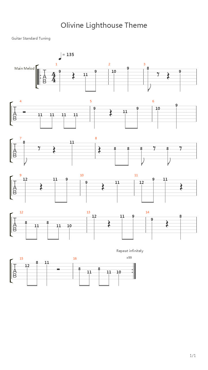 口袋妖怪 - Olivine Lighthouse Theme吉他谱