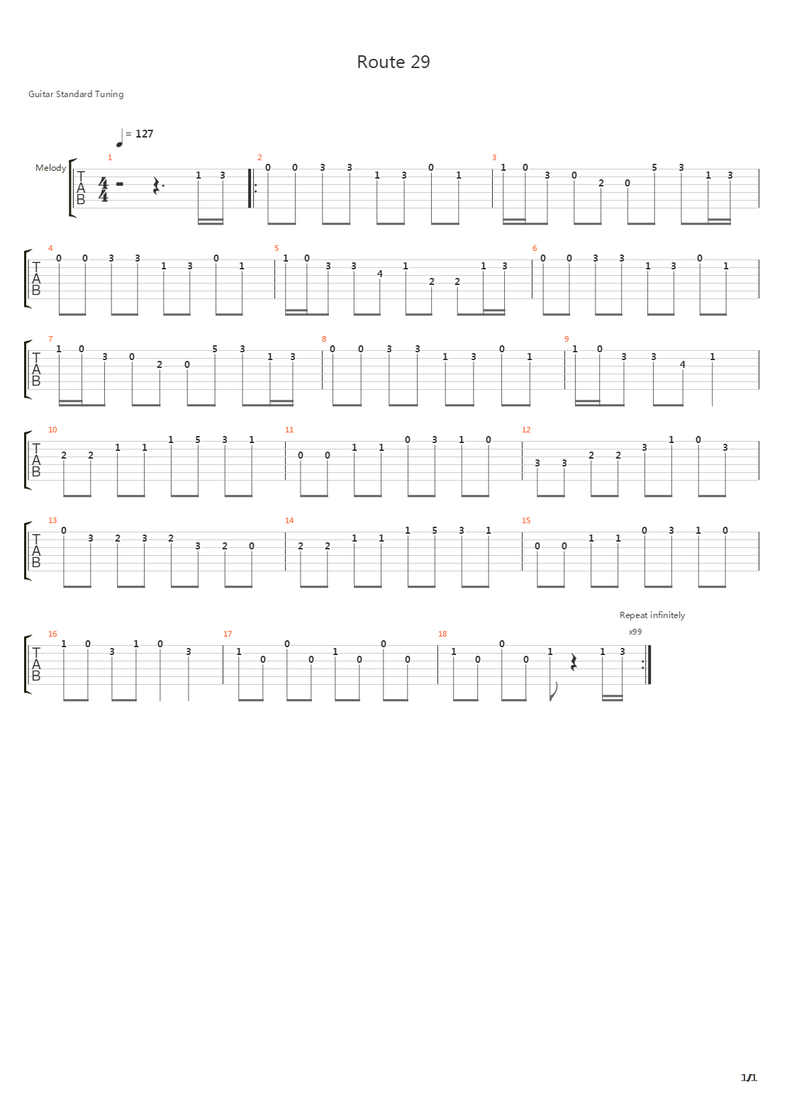 口袋妖怪 - Route 29 Theme吉他谱