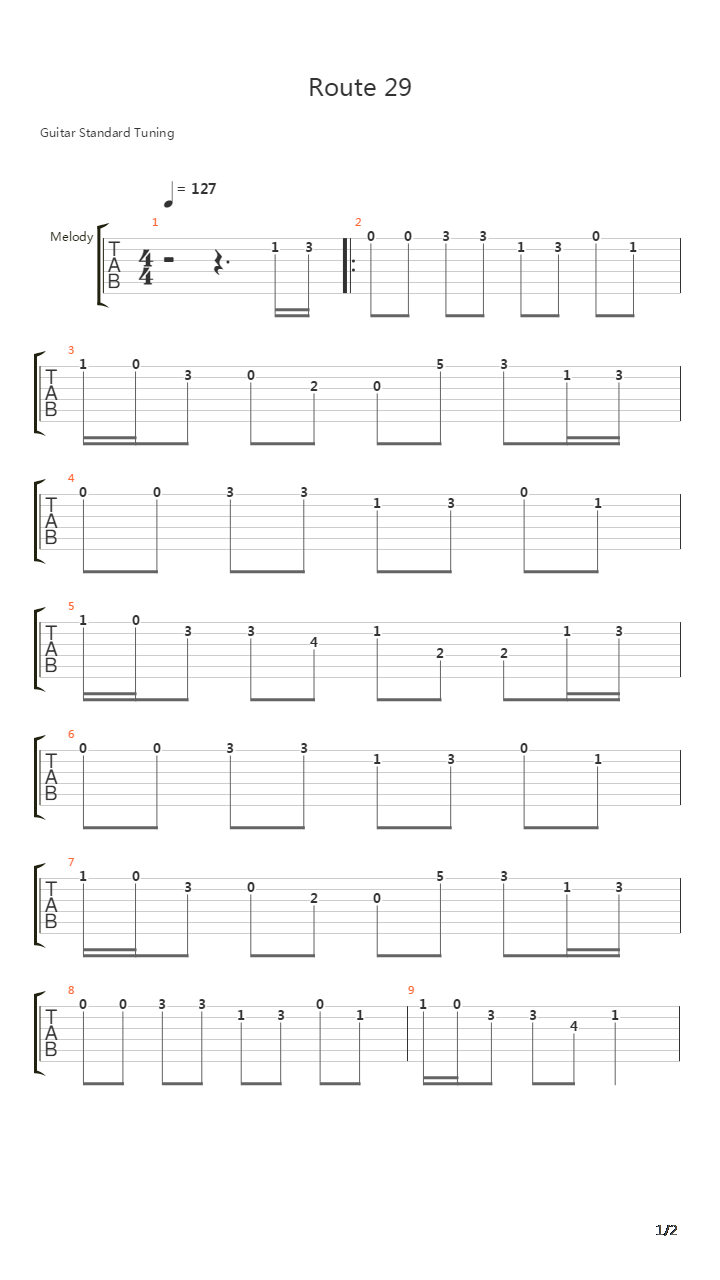 口袋妖怪 - Route 29 Theme吉他谱
