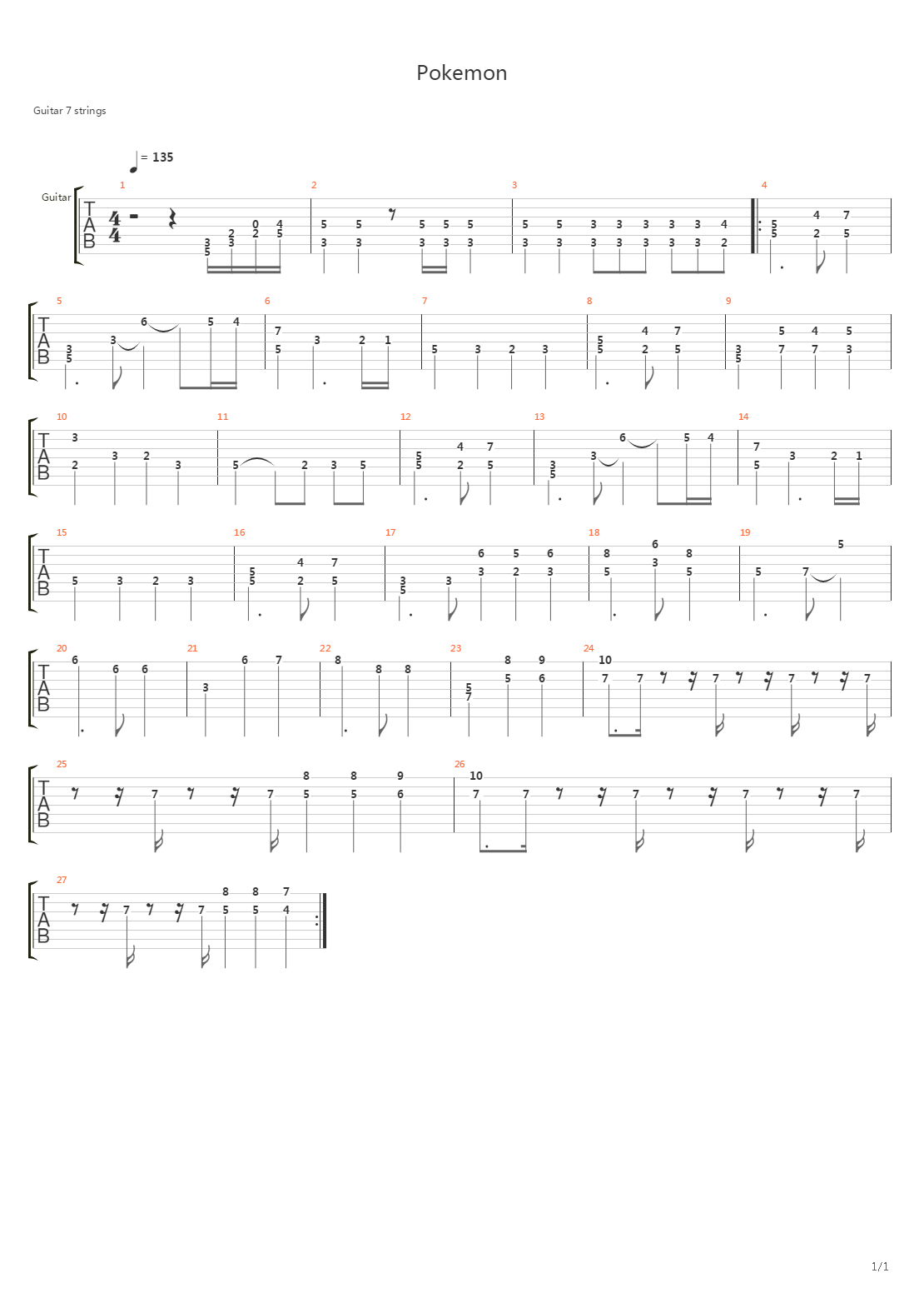 口袋妖怪 - Title Theme吉他谱