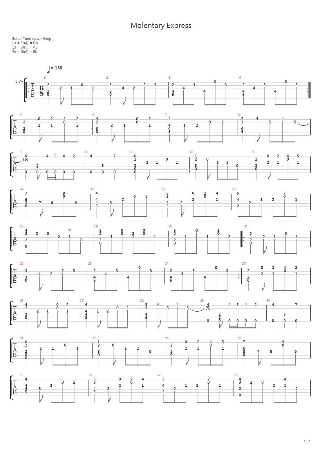 雷顿教授 - Molentary Express吉他谱