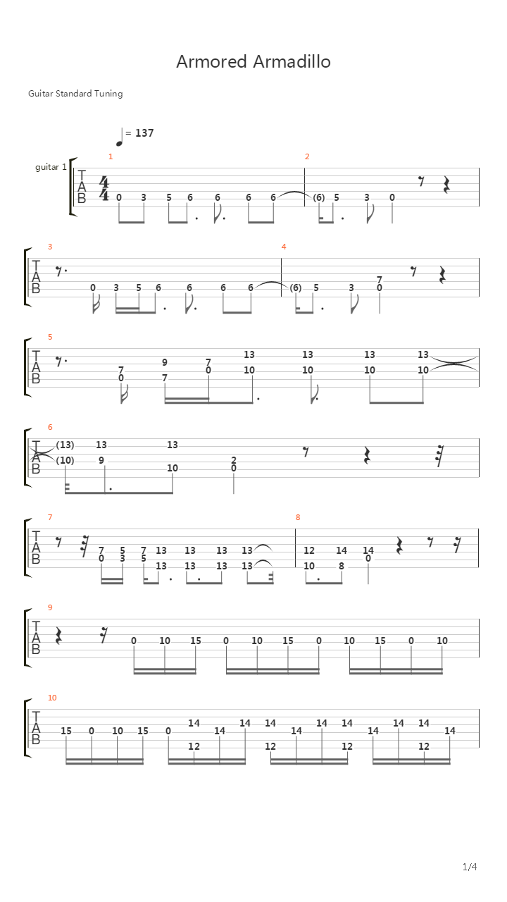 洛克人 - Armored Armadillo(装甲犰狳)吉他谱