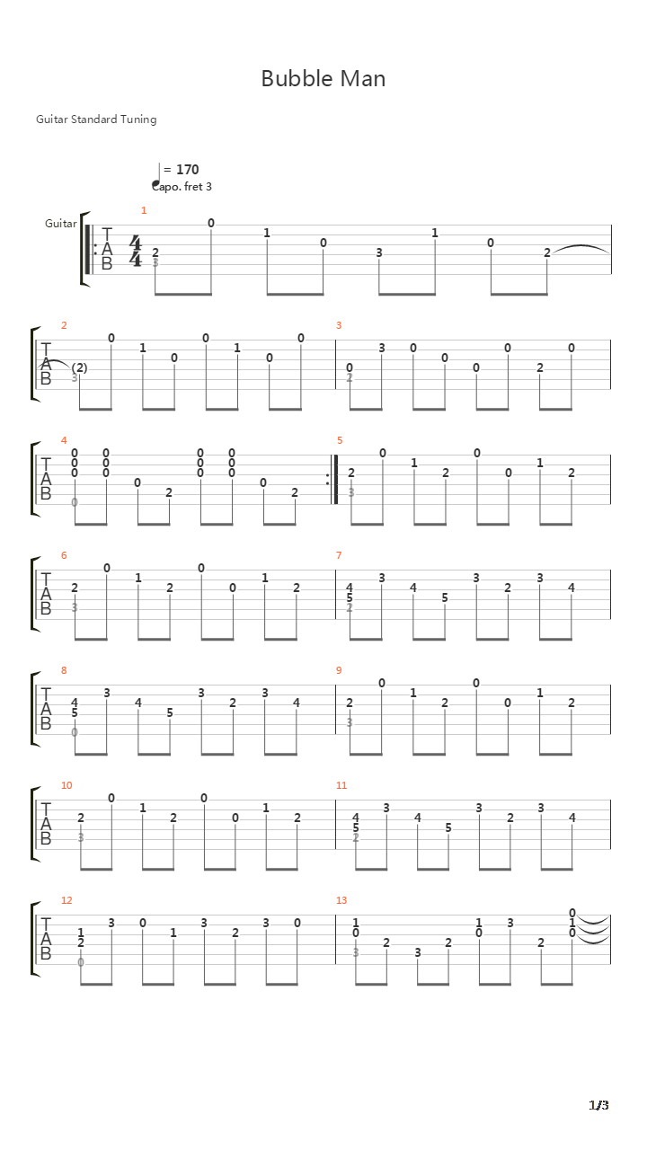 Mega Man(洛克人) - Bubble Man(泡泡人)吉他谱