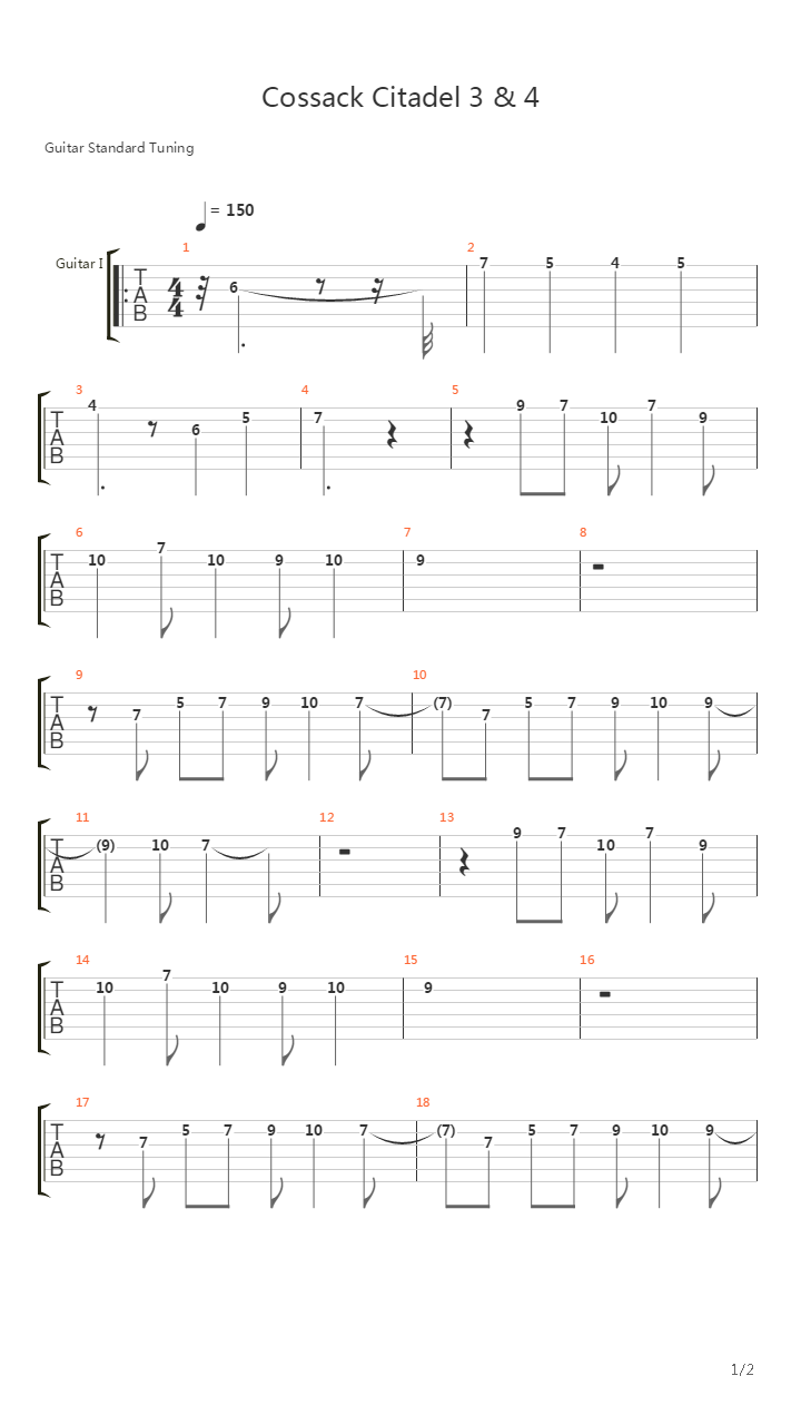 Mega Man(洛克人) - Dr. Cossack's Citadel (Stages 3 & 4)吉他谱