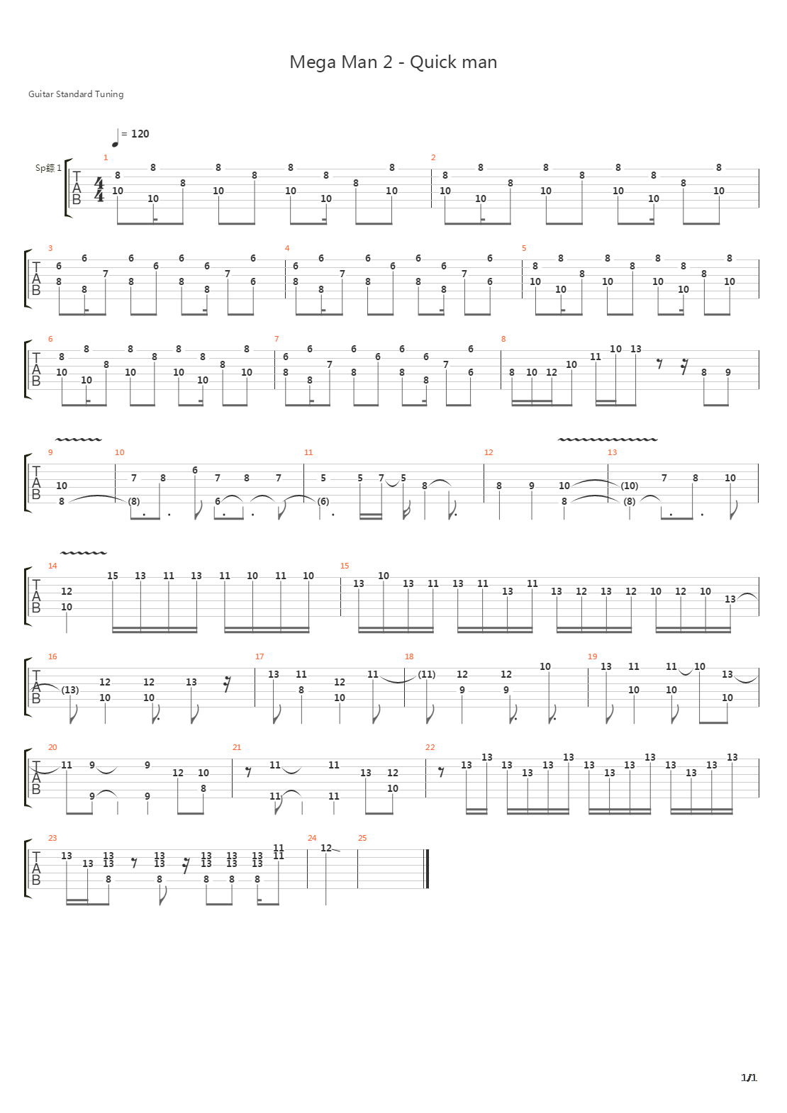 Mega Man(洛克人) - Quick Man吉他谱