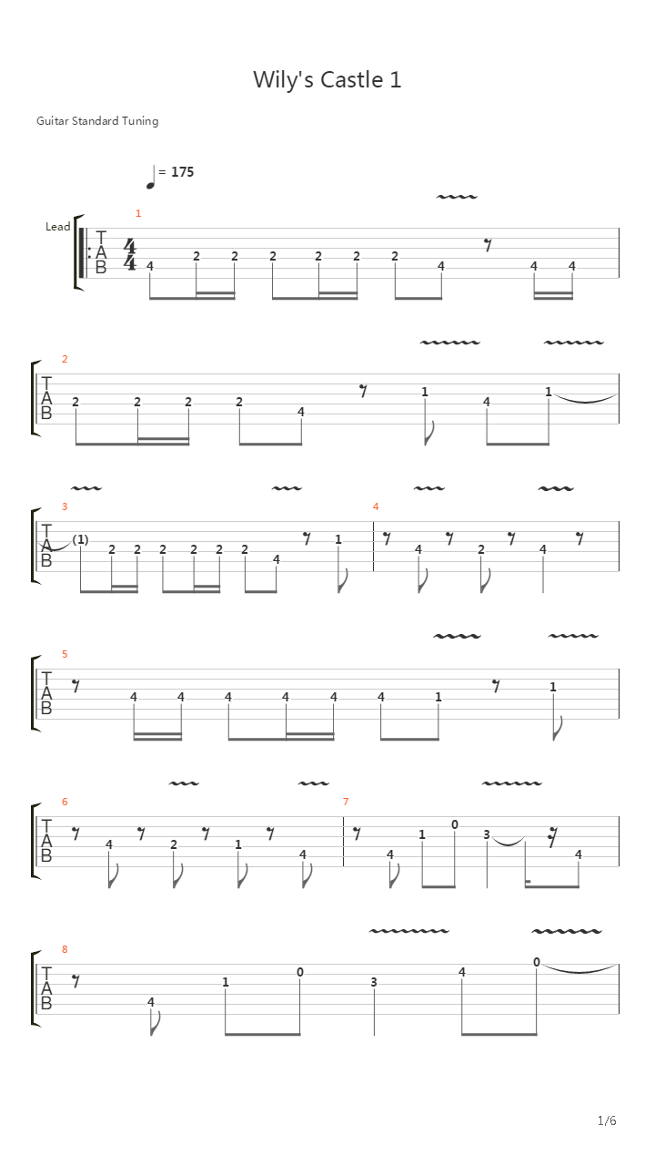 洛克人 2 - Wilys Castle 1吉他谱