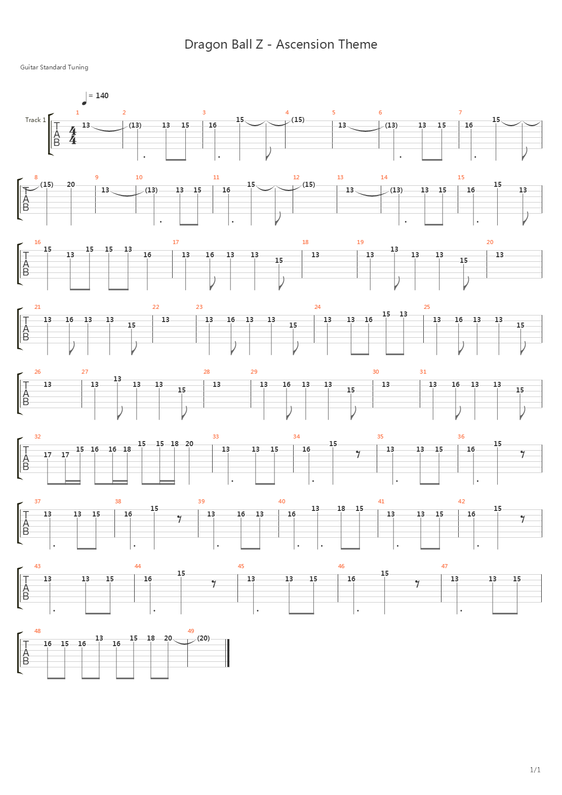 七龙珠 - Ascension Theme(新次元)吉他谱