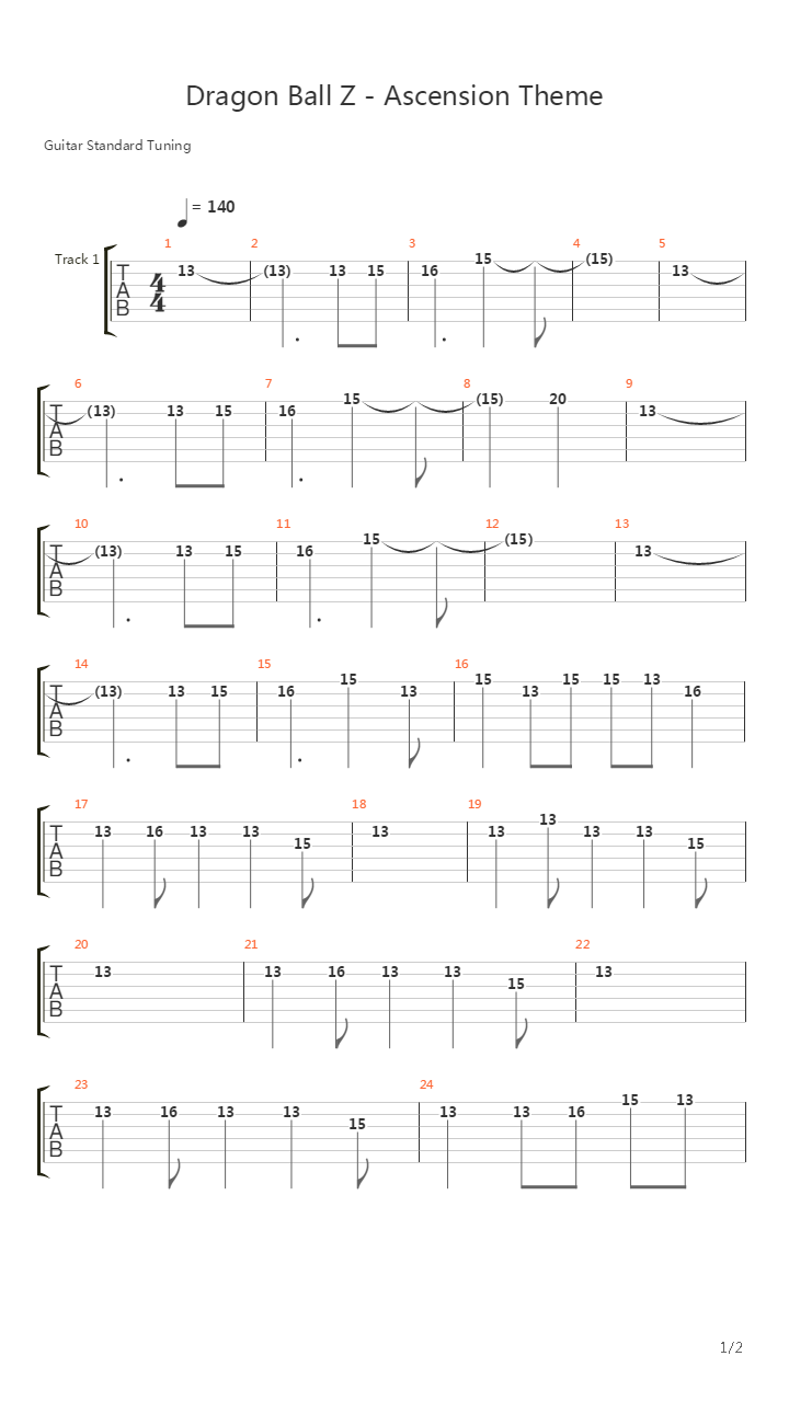 七龙珠 - Ascension Theme(新次元)吉他谱
