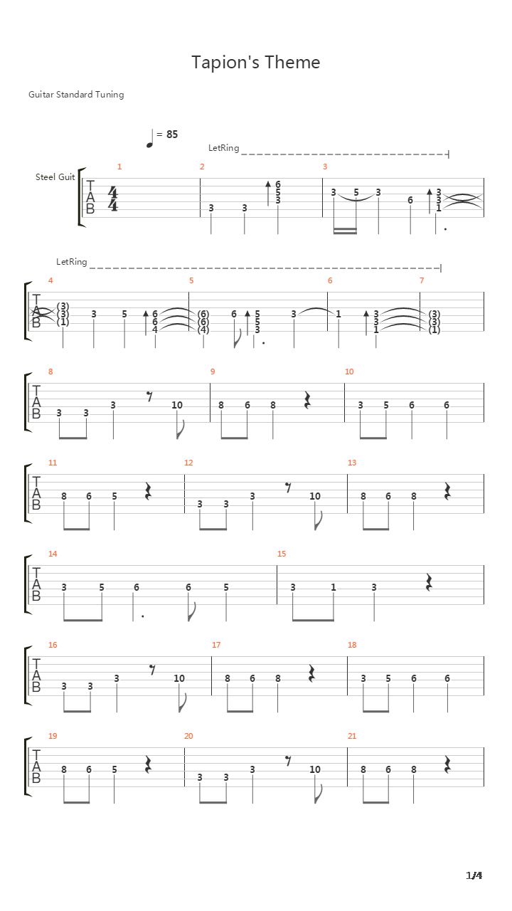 七龙珠 - Tapion's Theme(塔皮恩)吉他谱