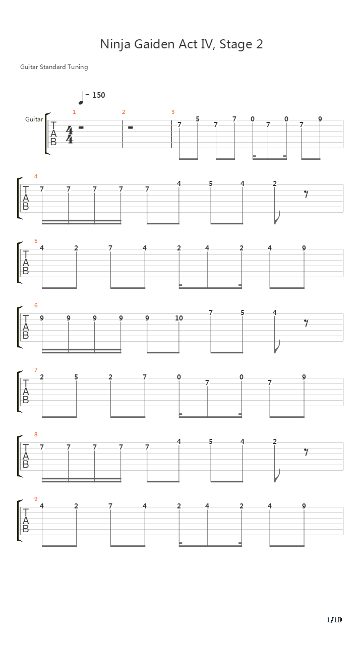 忍者龙剑传 - Act 4 Stage 2吉他谱