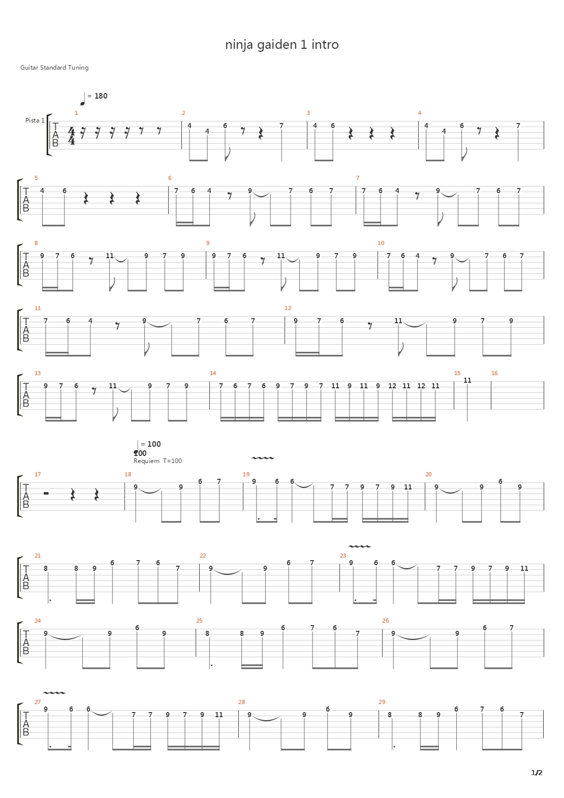 intro the x x吉他谱图片