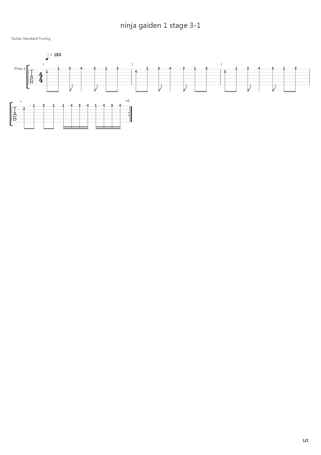 忍者龙剑传 - Stage 3-1吉他谱