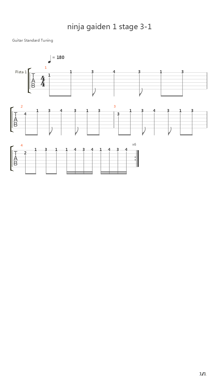 忍者龙剑传 - Stage 3-1吉他谱