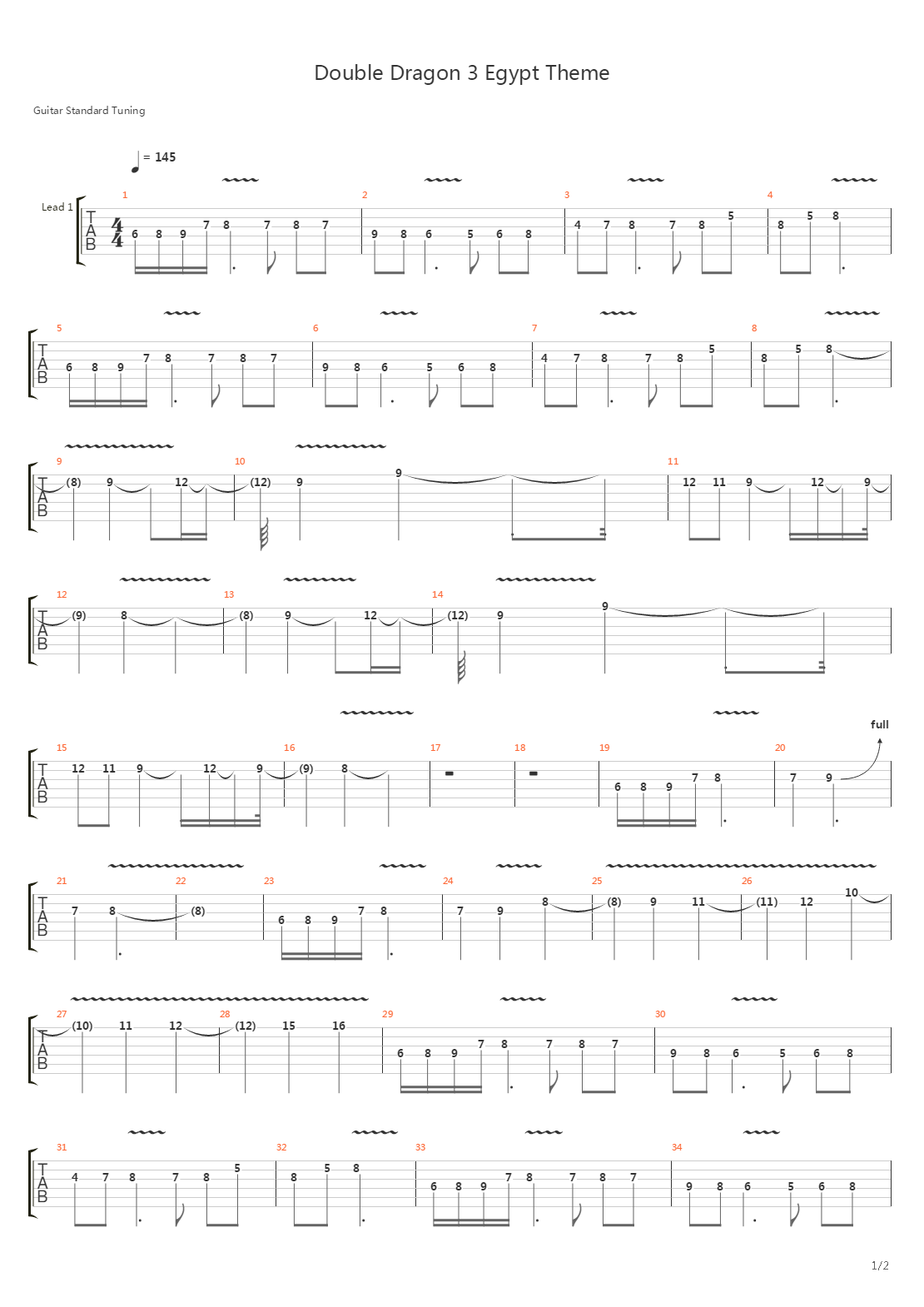 双截龙 - Egypt Theme吉他谱