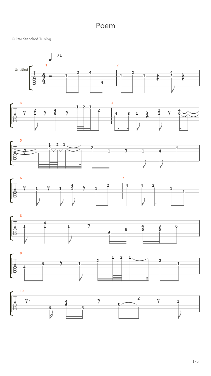 仙境传说 - Poem吉他谱