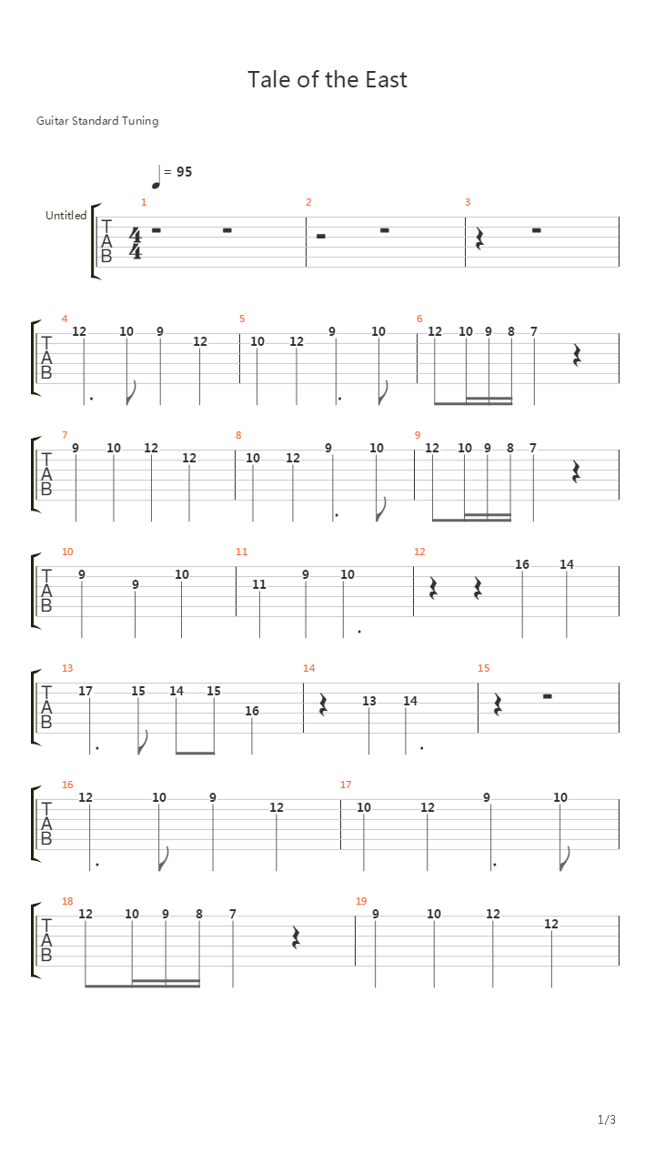 仙境传说 - Tale of the East吉他谱