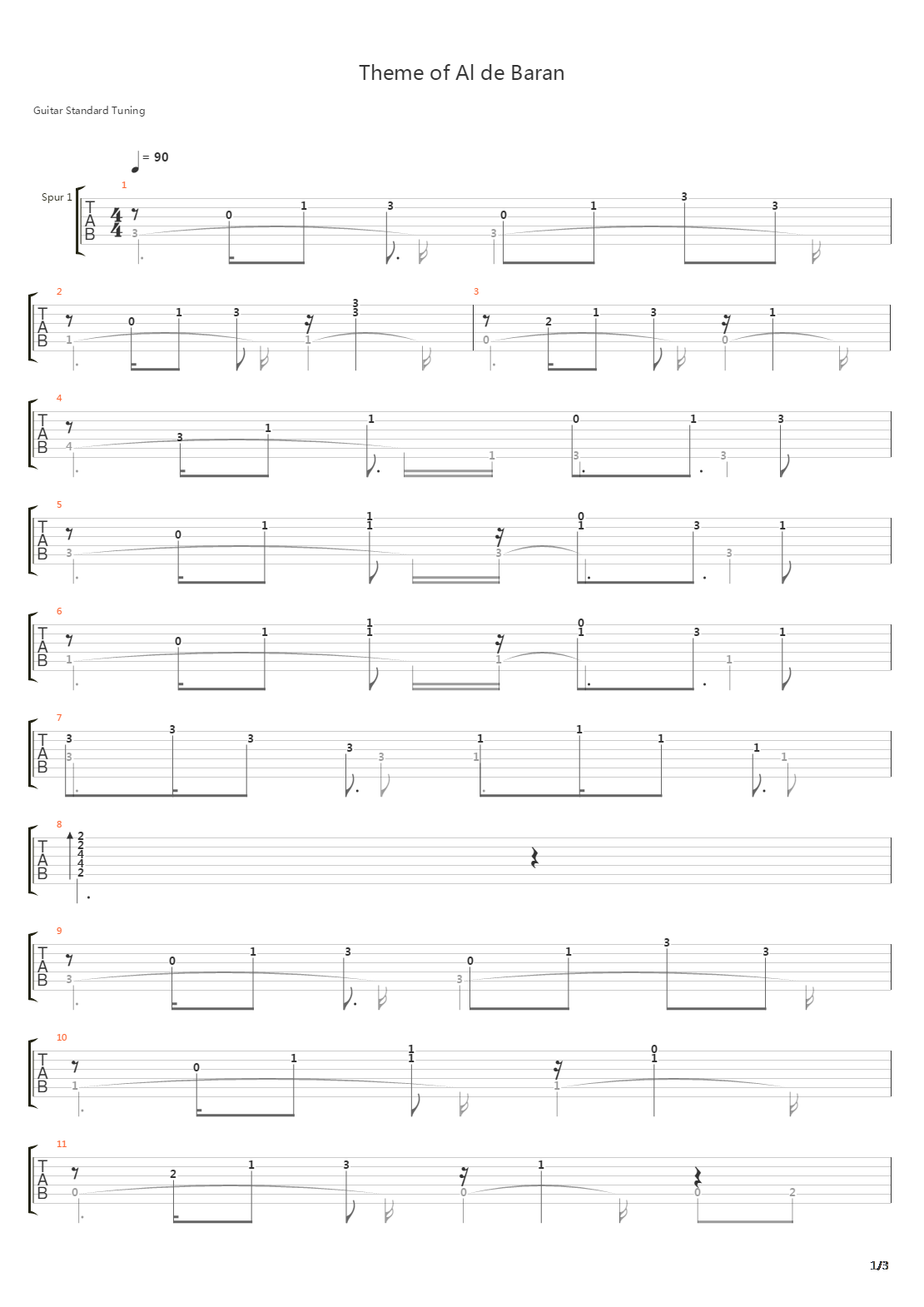仙境传说 - Theme of Al de Baran(艾尔帕兰)吉他谱