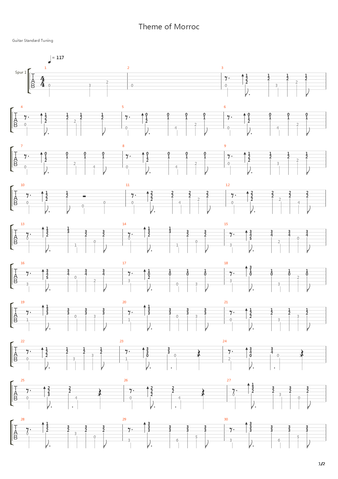 仙境传说 - Theme of Morroc(沙漠城市梦罗克)吉他谱