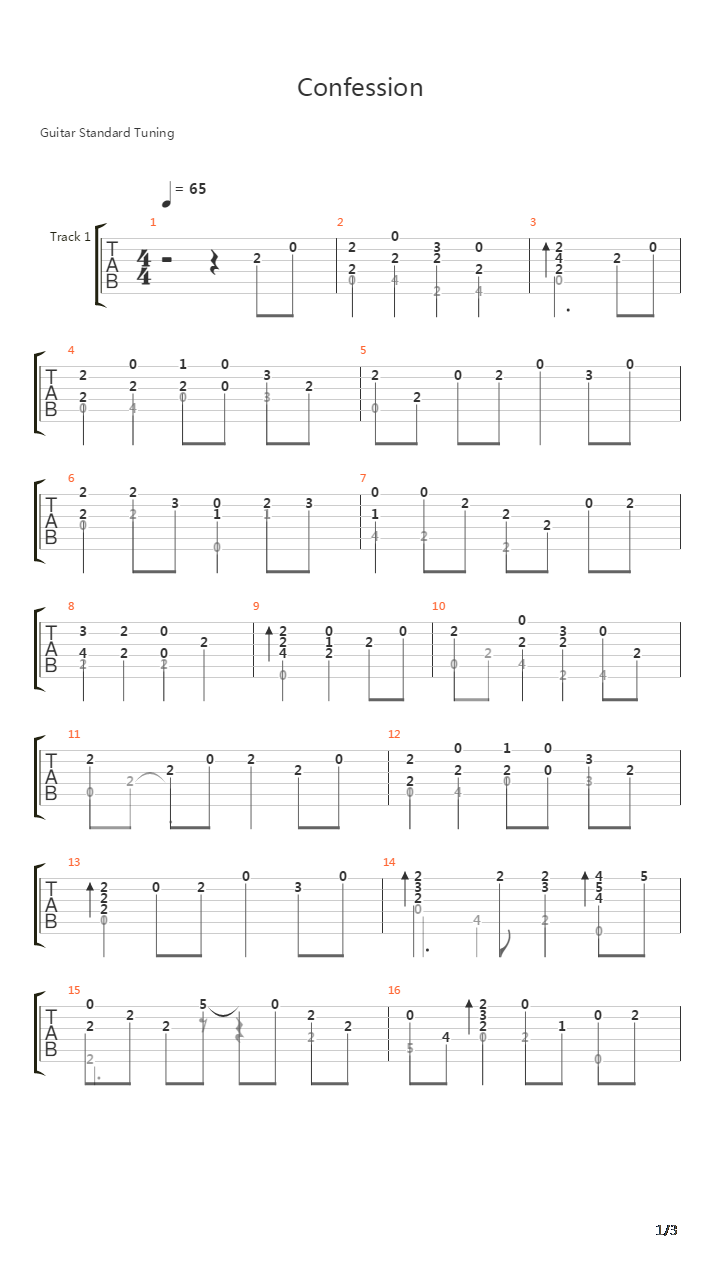 心跳回忆 - Confession吉他谱