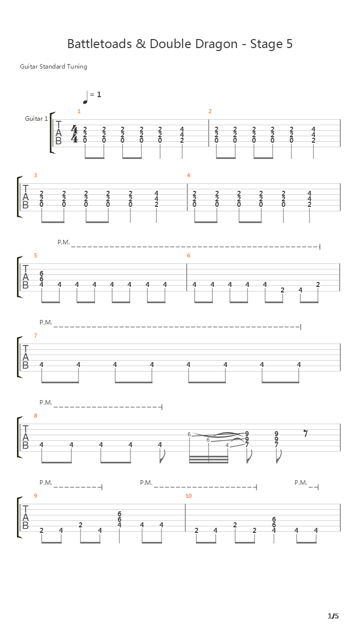 战斗蛙与双截龙 - Stage 5吉他谱