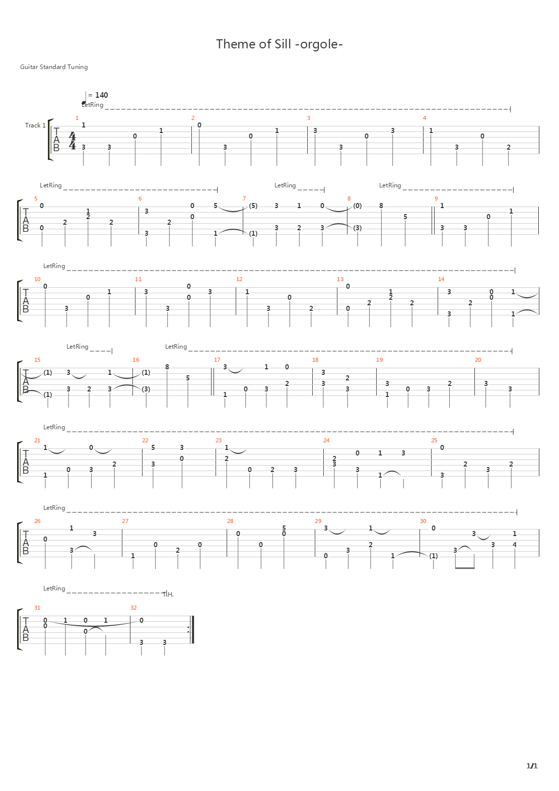 战国兰斯 - Theme of Sill -orgole-吉他谱