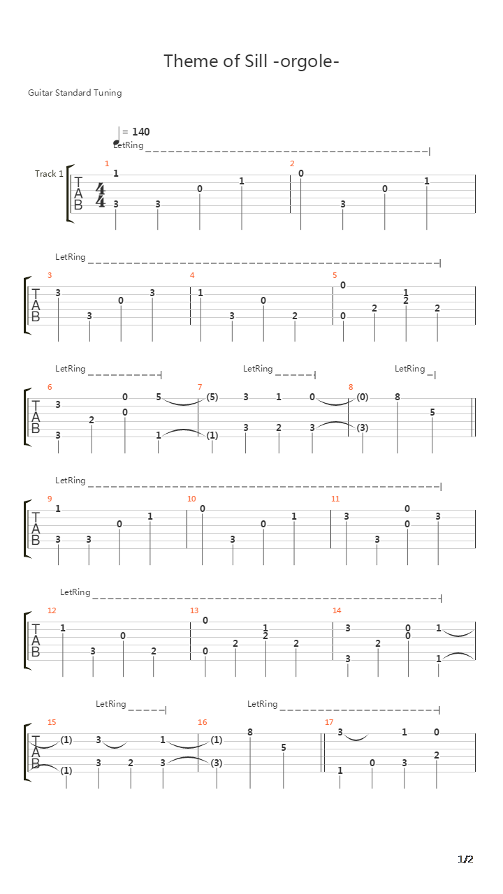 战国兰斯 - Theme of Sill -orgole-吉他谱