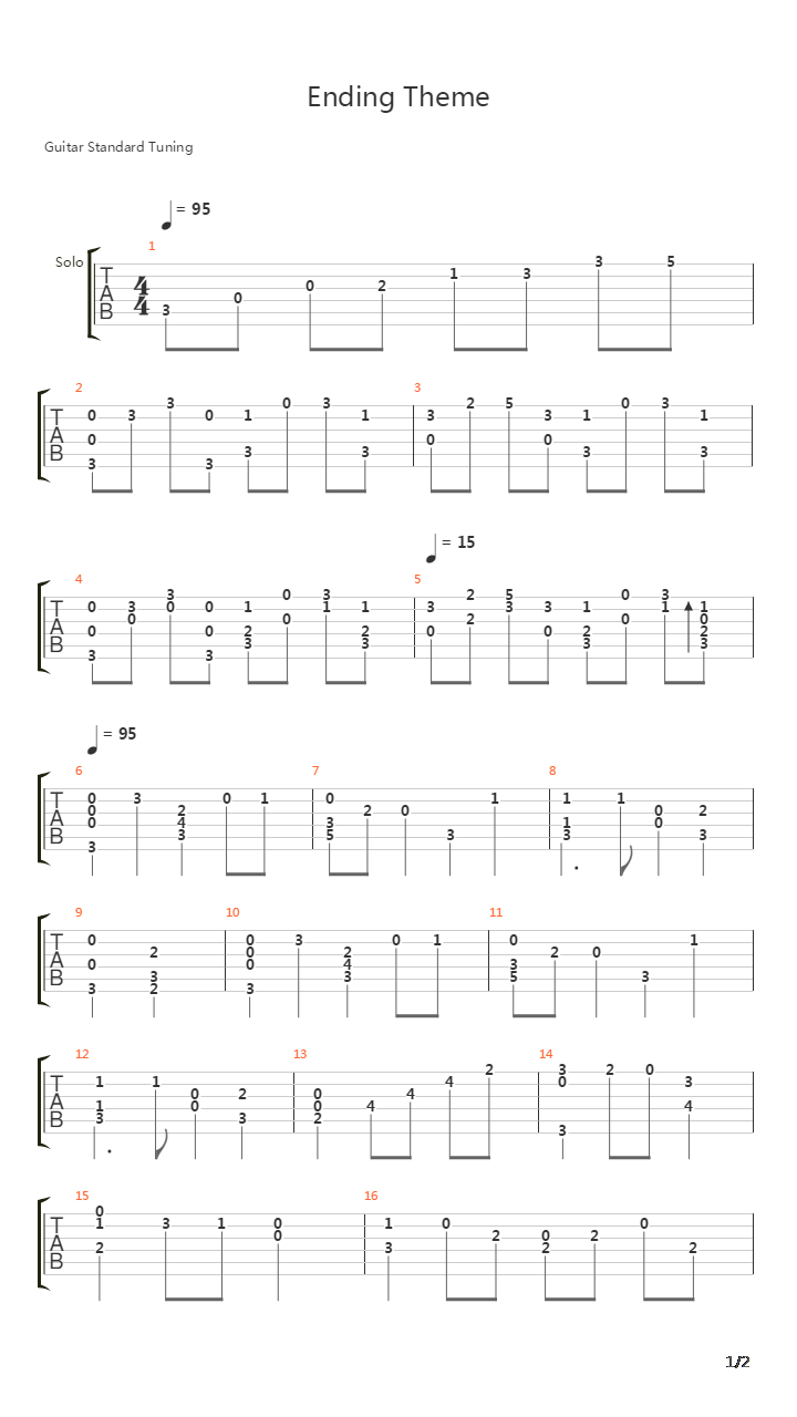 最终幻想 - Ending吉他谱